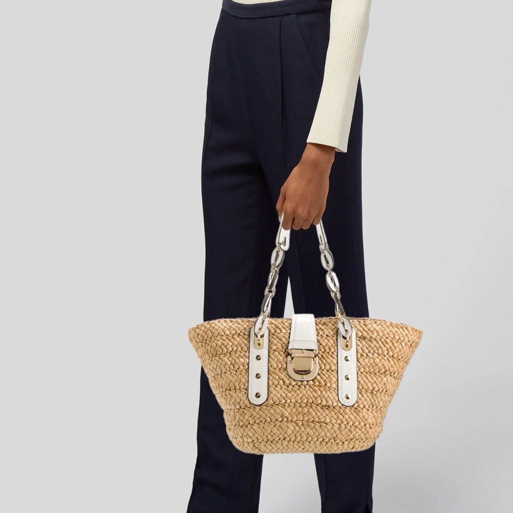 Michael Kors Tan and White Tote Bag